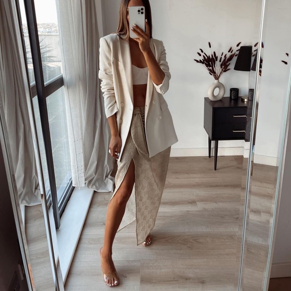 ZARA Knotted Midi Skirt Gold - Picture 2 of 11